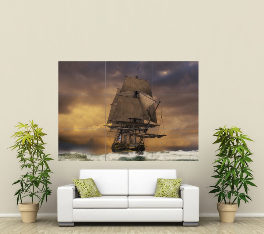 SAILING SHIP SEA BOAT GIANT PICTURE POSTER PRINT